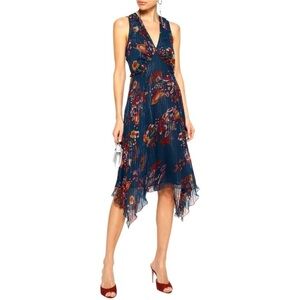 Walter Baker Teri Lamé Trimmed Pleated Dress